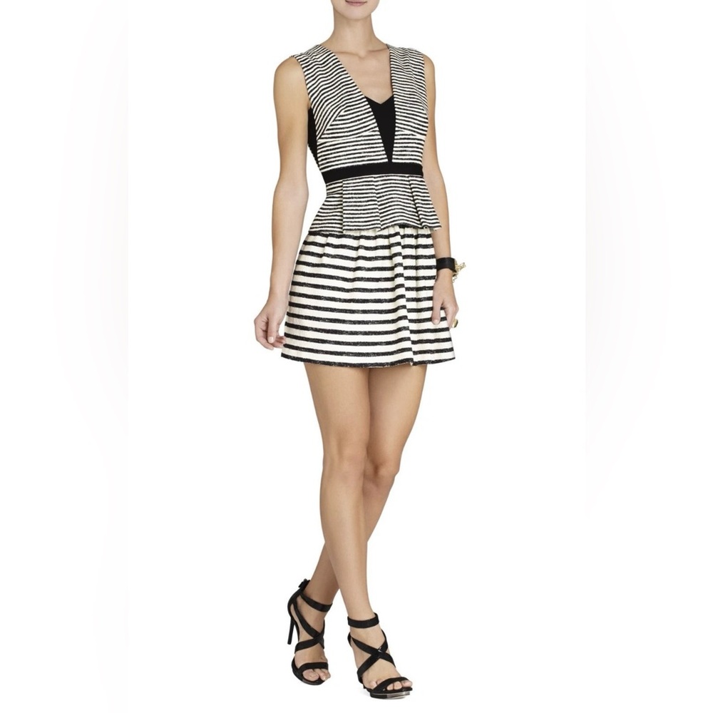 BCBGMAXAZRIA Black And Off White Piper Dress